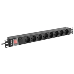 Lanberg PDU-08F-0200-BK, Geändert, 1U, Einphasig, Horizontal, Aluminium, Schwarz