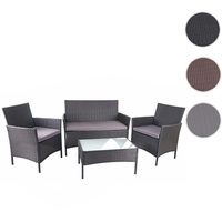 Poly-Rattan Garten-Garnitur HWC-D82, Sitzgruppe Lounge-Set ~ schwarz mit Kissen anthrazit