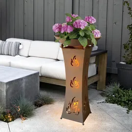 Garden Pleasure Pflanzschale Ø 47,5 x 93,5 cm antik-rost mit LED Beleuchtung