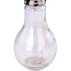 GLOBO Solarleuchte Edelstahl Glas Dämmerungssensor spritzwassergeschützt silber