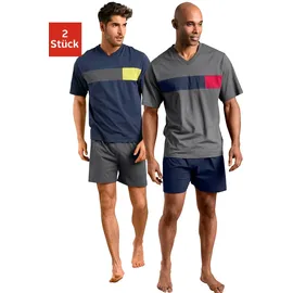 LE JOGGER Shorty, (2 Stück), mit Colourblock-Einsätzen 44/46, blau Homewear-Sets, 604983-44