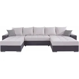 Collection AB Wohnlandschaft Polyester U-Form 2-Sitzer + 3-Sitzer Silber