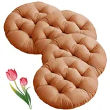 Umllpet Sitzkissen Rund 40cm, 4 Stück Bodenkissen Rund Sitzpolster Stuhlauflage Sitzpolster Stuhlkissen Polster Auflage für Wohnzimmer, Esszimmerstuhl Stuhl für Indoor Outdoor (Hellbraun)