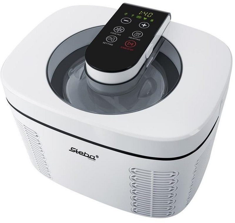Produktbild Steba Eismaschine IC 110, 1,20 l, 250,00 W, vollautomatisch, selbstkühlend, für Softeis, Eis, Sorbet und Joghurt weiß