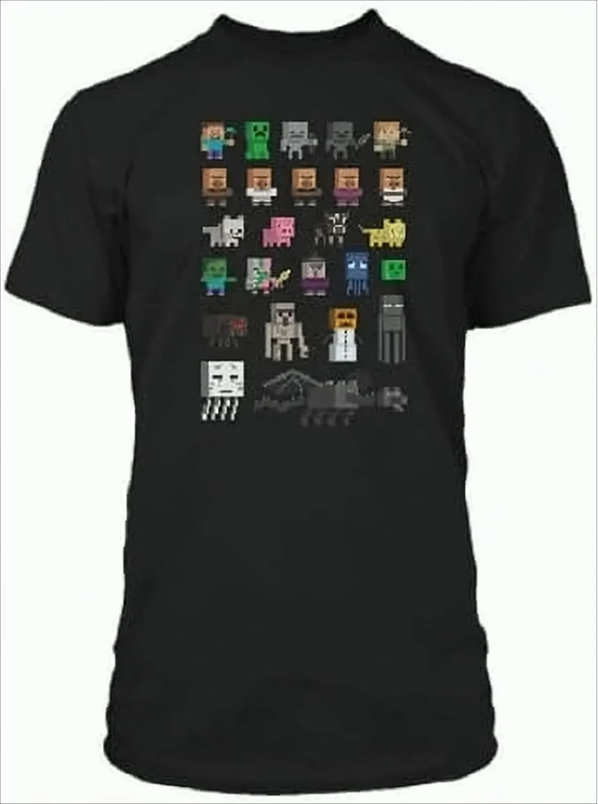 Minecraft Charaktere Kinder T-Shirt 110/116 Schwarz