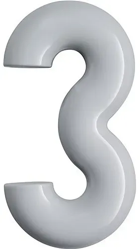 Hausnummer Ziffer 3 Spezial-Polyamid reinweiß 99 H.165 mm33mm Hewi (Ausführung: reinweiß 99 H.165 mm33mm Hewi)