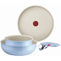 Tefal Ingenio Serenity Kochgeschirr-Set 4-teilig, Mineralia Antihaftversiegelung, platzsparend, stapelbar, für alle Herdarten, spülmaschinengeeignet, Calm Blue, L8274S04