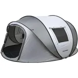 EchoSmile Pop up Zelt 6 Personen, Wurfzelt Wasserdicht mit 2 Belüftungsfenstern, Familienzelt & Campingzelt für Picknick, Wandern und Outdoor Aktivitäten, Weiß & Grau