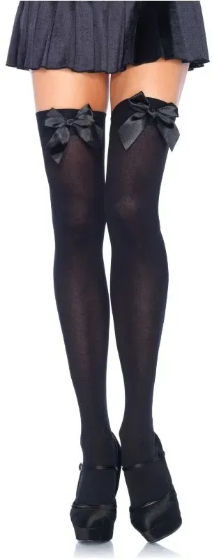 LEG AVENUE  Nylon-Overknees mit schwarzer Schleife Plus Size - ONE SIZE
