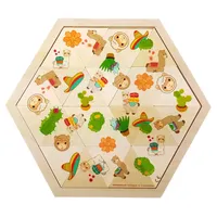 Hess Holzspielzeug 14965 - Mosaik-Legespiel aus Holz in sechseckiger Form mit 24 Teilen, Serie Lama, für Kinder ab 3 Jahren, handgefertigt