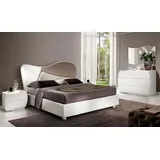 Xlmoebel Schlafzimmer-Set 5-teiliges Set in luxuriösem modernen Weiß für das Schlafzimmer, (Set 5tlg.Schlafzimmer (Bett + 2xNachttisch + Kommode + Spiegel), Hergestellt in Italy weiß