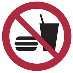 Verbotsschild, Essen und Trinken verboten P022 - ASR A1.3 (DIN EN ISO 7010) - 200x0.45 mm Aluminium geprägt