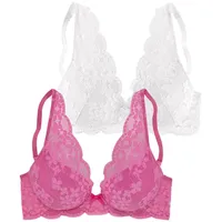 PETITE FLEUR Push-up-BH Damen pink+weiß Gr.90A