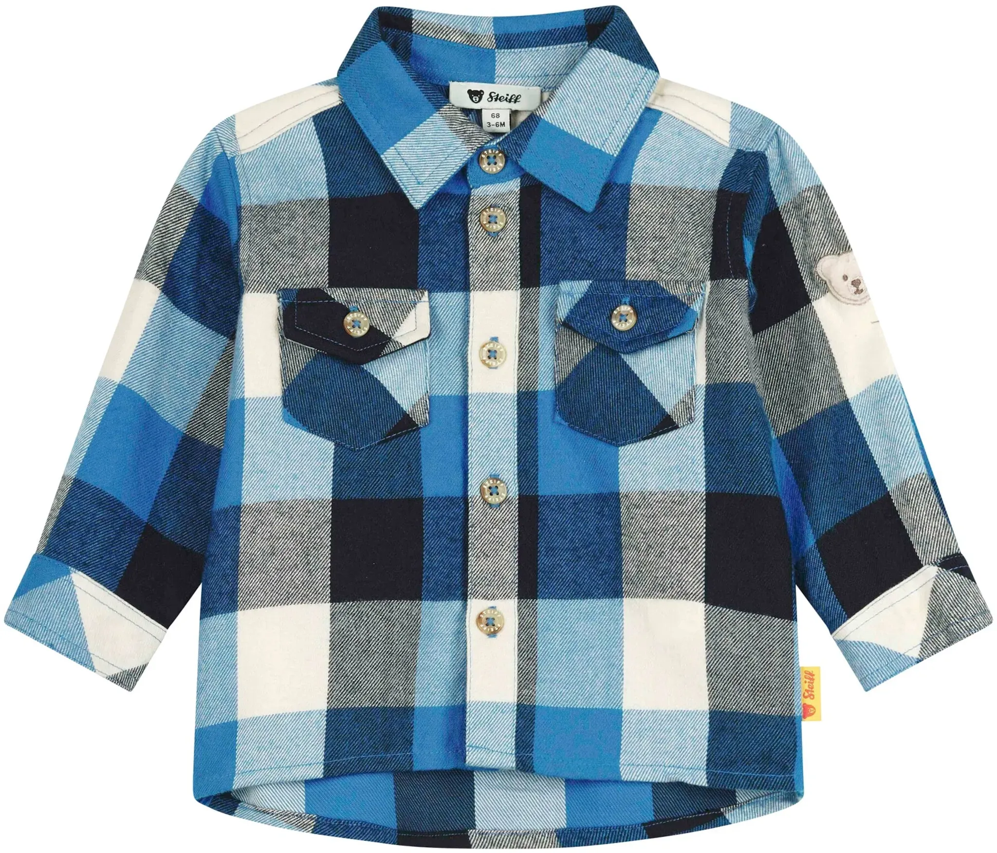 Steiff Hemd langarm Karo, blau, 92