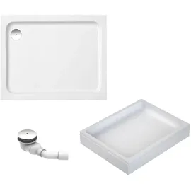 Schulte Duschwanne 100x80 cm, Weiß, Modell Cala - Komplettset inkl. Wannenträger und Ablaufgarnitur