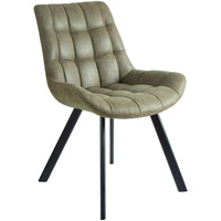 Livetastic Stuhl, Schwarz, Olivgrün, Metall, Textil, Flachrohr, 56x84x60 cm, Esszimmer, Stühle, Esszimmerstühle, Vierfußstühle