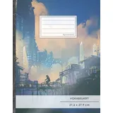 CreateSpace VOKABELHEFT DIN A4 • 50+ Seiten, Softcover, Register, Zweispaltig, Erfolgs-Tacker, "Futuristic" • Original #GoodMemos Schulheft • Fremdsprachen leicht lernen, Lineatur 53