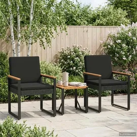 vidaXL Gartenlounge Set 3-tlg. Schwarz