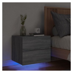 vidaXL Nachttisch Wand-Nachttisch mit LED-Leuchten Grau Sonoma (1-St) grau