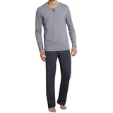 SCHIESSER Herren Schlafanzug Lang Mit Knopfleiste - Nightwear Pyjamaset, Anthrazit_159630, 62 Große Größen EU