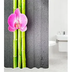 Duschvorhang SANILO "Asia", bunt (lilafarben, hellgrün, grau), B:180cm H:180cm, Polyester, Duschvorhänge