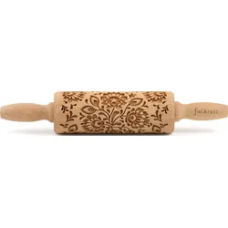 Teigroller FOLKROLL "3D-Motiv-Teigrolle", braun, L:23cm, Buchenholz, Teigroller, Floral