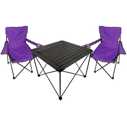 Mojawo 3teiliges Campingmöbel Set Campingtisch Campingstuhl L70xB70xH56cm