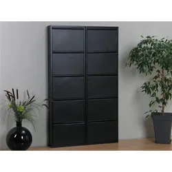Pisa Schuhschrank mit 10 Klappen/ Türen in Metall schwarz. Fertig montiert.