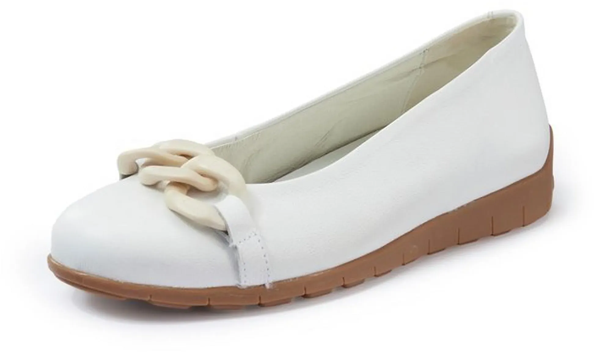 Les ballerines en cuir nappa veau  Waldläufer blanc