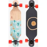 BTFL Maya- Longboard mit Lamas für Kinder ab 5 Jahre - Komplett-Board braun|bunt|blau 80 CM