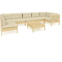 vidaXL Garten-Lounge-Set 8-tlg. creme Kiefernholz