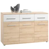 Ti'me Kommode, Weiß, Buche, Kunststoff, 3 Fächer, 3 Schubladen, 135x90x40 cm, Wohnzimmer, Kommoden & Sideboards, Kommoden