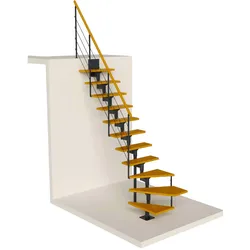 Dolle Mittelholmtreppe Boston 228-300cm Geschosshöhe 1⁄4-gewendelt in Eiche/Anthrazit