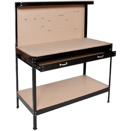 Tectake tectake® Werkbank mit Lochwand 120 x 60 x 156 cm Schwarz