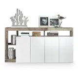 CaliCosy Sideboard, Weiß, Holzwerkstoff, 42x93x184 cm, Wohnzimmer, Kommoden & Sideboards, Sideboards