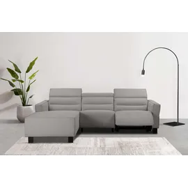 Home Affaire Ecksofa HOME AFFAIRE "Carpari, L-Form, 263 cm, manuelle o. elektrische Relaxfunktion", grau (hellgrau), B:263cm H:97cm T:179cm, Sofas, Ecksofa, USB A/C und Kopfteilverstellung, Topseller