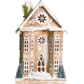 Beliani Weihnachtshaus 50 cm Braun/Weiß