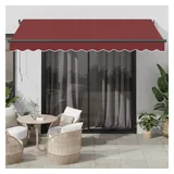 vidaXL Markise Manuell mit LED Weinrot 350x250 cm, Markisen, Markise ausfahrbar, Manuelle Markise, Markise einziehbar, Markise manuell