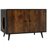 KOMFOTTEU Katzentoilette Katzenhaus, mit Doppeltüren, Trennwand und Katzenlöchern