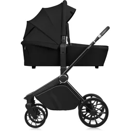lionelo Mika Plus 2-in-1 Buggy 0-48 Monate (22kg), XXL-Verdeck mit UPF50+, 3-stufige Verstellung des Elterngriffs - Black Onyx - Schwarz