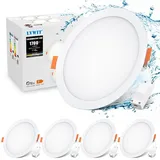 LVWIT LED Deckenspots Flach 230V, 16W 1700lm LED Einbaustrahler Dimmbar Ultra Flach Deckenstrahler, Warmweiß 3000K Neutralweiß 4000K Kaltweiß 6500K LED Spots für Badezimmer Wohnzimmer, 48mm, 4er Set