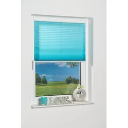 Plissee K-HOME "Klemmfix Pisa", blau (eisblau), B:115cm H:130cm, Obermaterial: 100% Polyester, Plissees, Crushed-Optik
