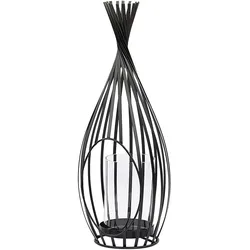 Windlichtsäulen LOMBOK Metall 38 cm Schwarz