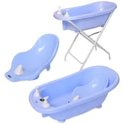 Lorelli Babybadewannen-Set Babybadewanne 88 cm Badesitz Badewannenständer Ablauf blau