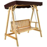 COSTWAY Hollywoodschaukel 2-Sitzer Gartenschaukel, 2-Sitzer, aus Holz, verstellbar beige