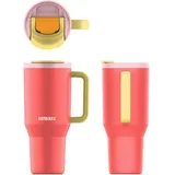 Kambukka Rio Tumbler Almond Dream 950ml Pink Papaya, Deckel mit Verschluss