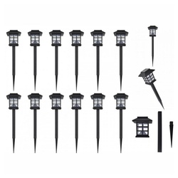 vidaXL Gartenleuchte Solarleuchte LED-Licht Set für den Außenbereich 12 Stück Gartenlampe G schwarz