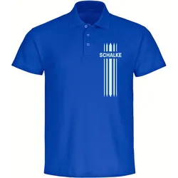 multifanshop Poloshirt - Schalke - Streifen - Druck weiß - Polo