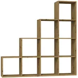 ADGO Step RS-40 4x4 Bücherregal, Cube Rack, Würfelregal, Regal für Wohnzimmer, Schlafzimmer Büro, Treppenregal, 10 Fachböden, Leiterregal, Raumteiler, Wandregal (Artisan Eiche)(Versand in 2 Paketen)