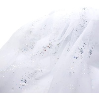SYSUII 160cm * 1m Chiffon Glitzer Tüll Dekostoff mit kleine Pailletten Dekostoff Kostümstoff zum Nähen Durchsichtig Stoff Tüll Pailletten-Stoff für DIY Hochzeit Kleid Dekoration Tischedeko-Weiß